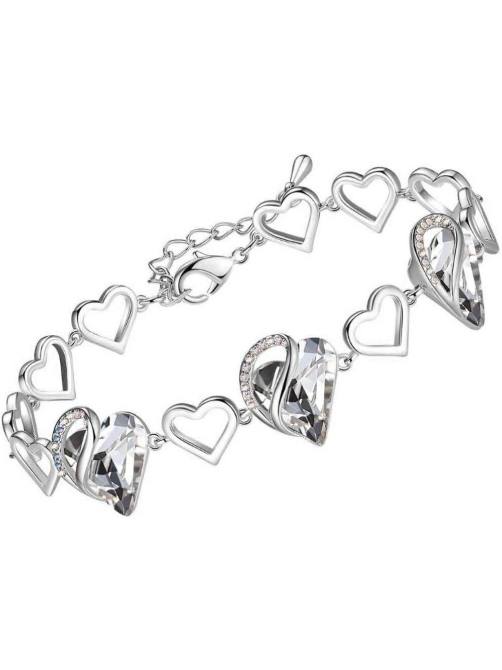 Women's Sliver Heart Brass Healing Stone Crystal Healing Stone Crystal Bracelet